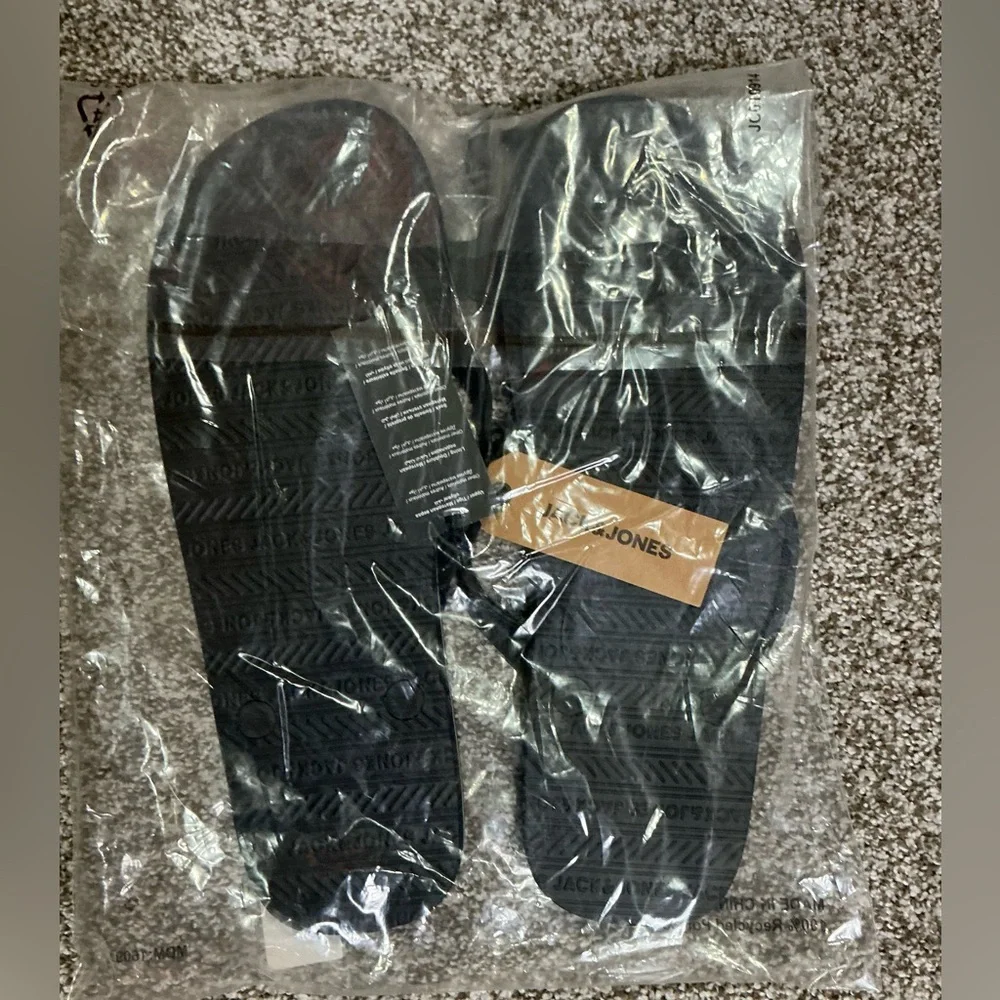 Jack & Jones Black Flip Flops 11/12 New